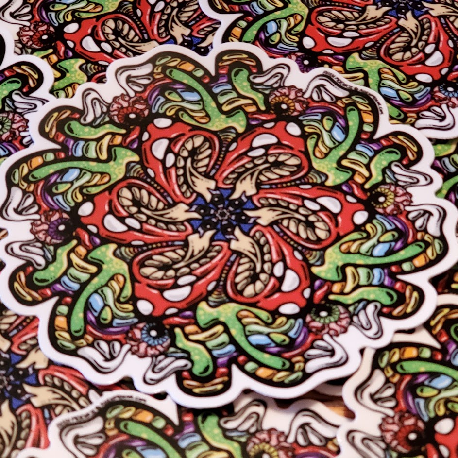 Trippy Mushroom 4 inch Stickers